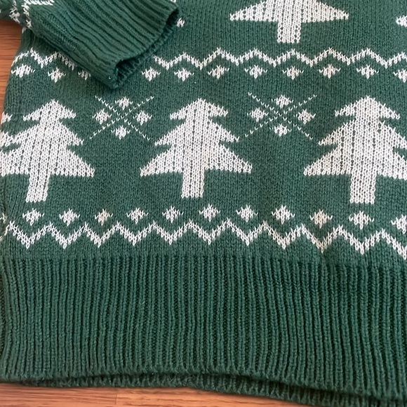 Christmas Tree Pattern Drop Shoulder V Neck Cardigan - Picture 11 of 11